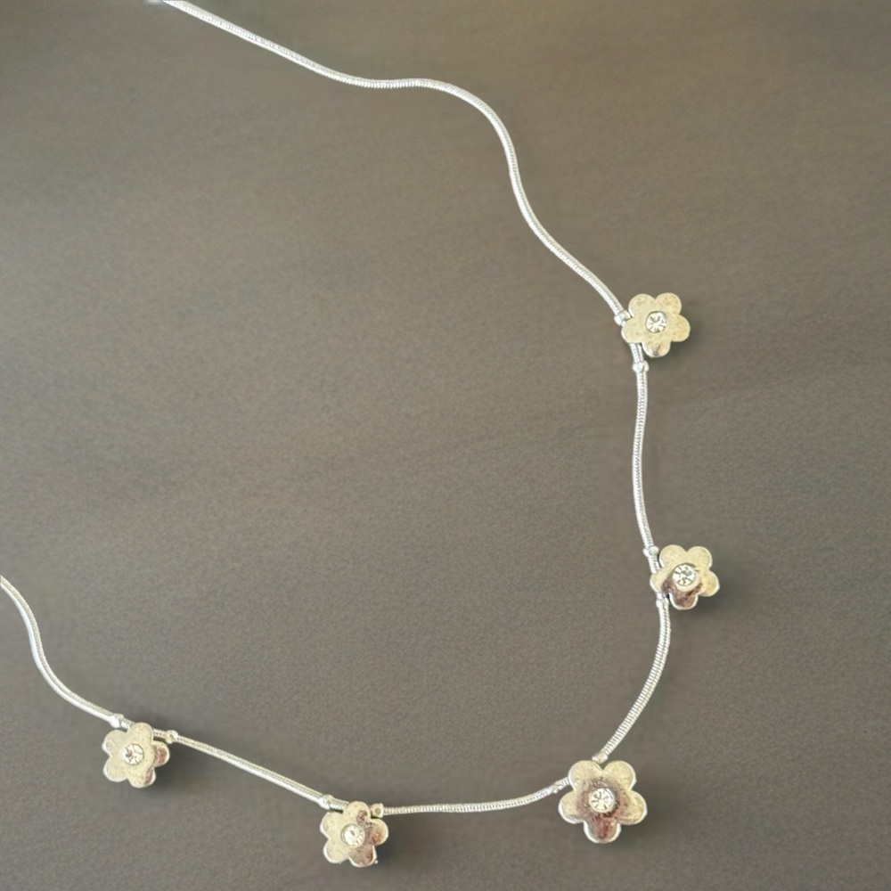 Lia Sophia Wallflower Silver-Tone Flower Necklace with Crystal Accents - Picture 3 of 4
